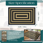 Modern Outdoor Rug - 28" x 43" Front Door Mat Indoor Outside Entrance Non-Slip Washable Outdoor Mat Black Tan Geometric Rug for Entryway Kitchen Bedroom Layered Doormat for Front Porch