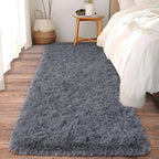 Ultra Soft Runner Rugs for Bedroom Hallways with Upgraded Non-Slip Rubber Backing & Thick Memory Sponge, 2x6 Feet Fluffy Shag Throw Area Rug for Bedside Dorm Dark Grey