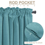 Faux Linen Total Blackout Curtains for Bedroom 90 Inches Long, Dark Cyan