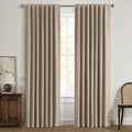 MIULEE 100% Blackout Linen Curtains 42 x 72 Inch Copper Brown 2 Panels