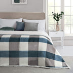 PU MEI Sherpa Throw Blanket for Couch Sofa 50“*60”-Fuzzy Soft Cozy Fleece Thick Warm Blanket for Winter, Soft Throws Plush Fluffy Lattice Flannel Blankets (Grey-Soft Blue)
