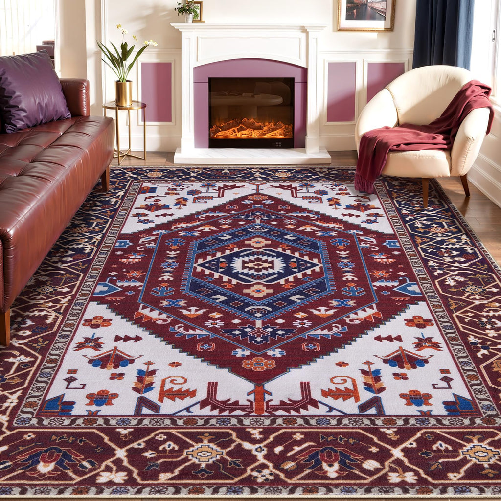 SERISSA 8x10 Washable Non Slip Boho Area Rug for Living Room