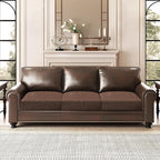 Leather Look Couch Cushion Covers Sofa Seat Slipcovers Sets Couches Furniture Protector for Sectional Armchair Loveseat Pets Kids Stretch Spandex Fabric (3 Cushion Sofa, Brown)