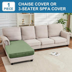 Couch Cover Velvet Chaise Cushion Cover for Sectional Sofas - Elastic L-Shaped Sofa Seat Covers Washable, Slipcover Protector (1-Piece, Avocado Green)