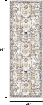 Madane Hallway Runner 3x8, Kitchen Rugs Washable Entry Rug, Brown/Gold