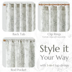 jinchan Grey Floral Linen Curtains 96 Inch Farmhouse Rod Pocket 2 Panels