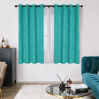 Deconovo Blackout Curtains, Thermal Insulated Soundproof Grommet Drapes, Wave Dots Silver Print, 52 x 54 Inch, Set of 2, Machine Washable Panels for Kitchen Bedroom Living Room Nursery, Turquoise