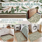 Front Door Mat Outside Entrance - 2x3 Boho Non-Slip Washable Spring Doormat Indoor Outdoor Entrance Sage Olive Green Leaf Rug Small Throw Rugs for Entryway Bedroom Kitchen Front Porch Decor