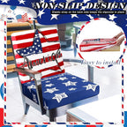 Newwiee 8Pcs Patio Cushion Covers Stretch Outdoor Cushion Cover Replacement for Patio Furniture Sofa Couch Slipcovers, Soft Flexibility Washable Furniture Protector(Independence Day,Classic Color)