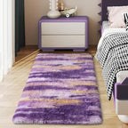 Soft Runner Rugs for Bedroom Hallways, 2x4 Abstract Purple Fluffy Shag Throw Area Rug Non Slip for Bedside Dorm, Long Shaggy Furry Carpet for Nursery Living Room