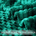 Exclusivo Mezcla Fleece King Blanket for Bed, Extra Large Fuzzy Tie-dye Teal Bed Blankets, Soft Cozy Plush Sofa Throws for All Seasons, 90x104 Inches