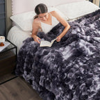 Cozy Bliss Cow Print Faux Fur Throw Blanket for Couch, Fuzzy Soft Plush Thick Bubble Blanket for Sofa Bedroom Living Room, 50x60 Inches