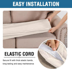 H.VERSAILTEX Super Stretch Individual Seat Cushion Covers - Sofa & Couch Cushion Slipcover Sets - Thick Jacquard Textured Twill Fabric (3 Piece XL, Ivory)