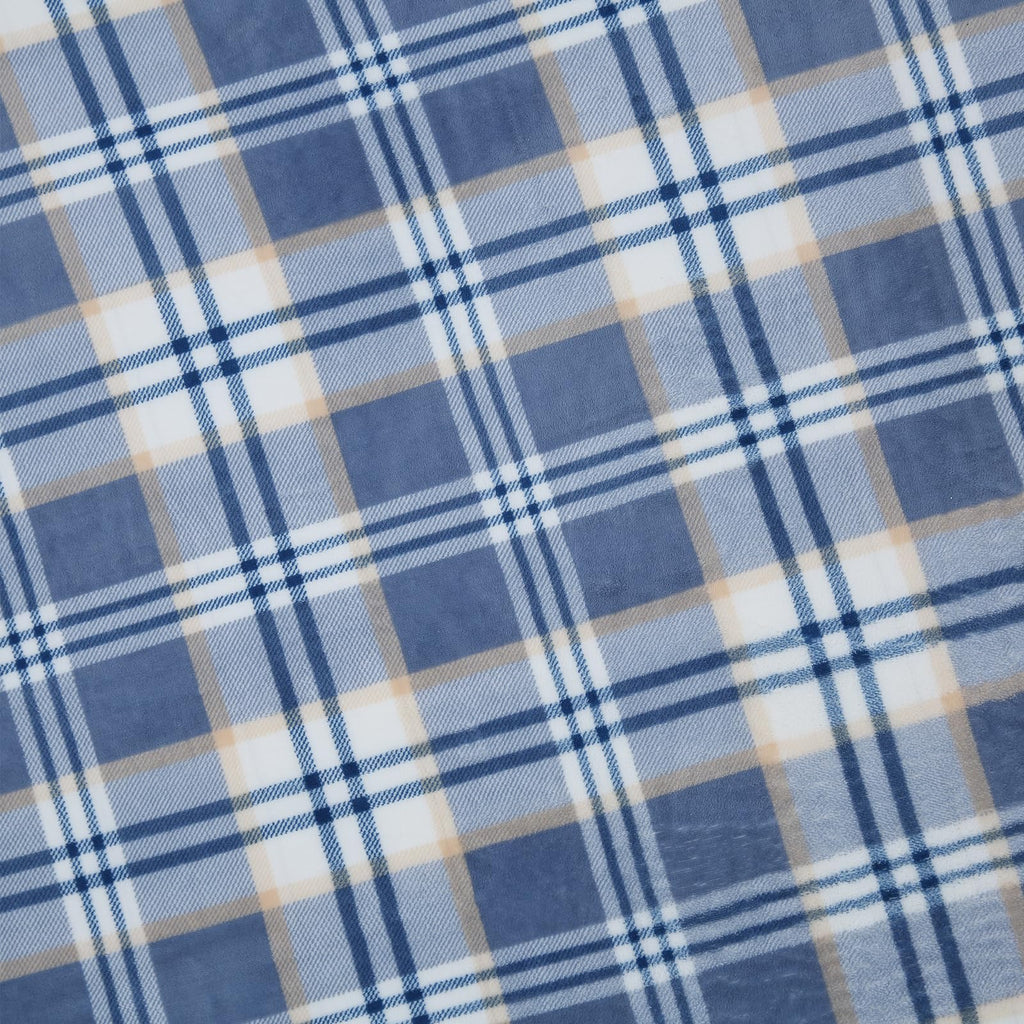 PU MEI Sherpa Blanket Queen Plaid Thick Bed Blanket, 80”*90” Super Soft Flannel Fuzzy Fleece Reversible Velvet Plush Warm Blanket for Couch (Blue White Check)