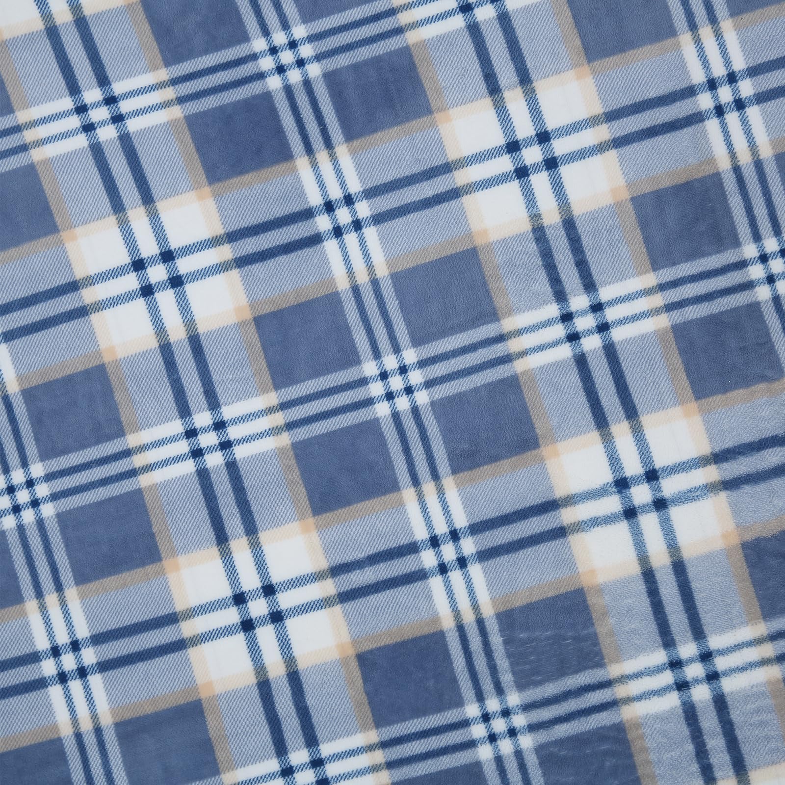 PU MEI Sherpa Blanket Queen Plaid Thick Bed Blanket, 80”*90” Super Soft Flannel Fuzzy Fleece Reversible Velvet Plush Warm Blanket for Couch (Blue White Check)