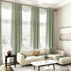 Nanspring Light Sage Linen Curtains 90 Inch Long 2 Panels Set for Bedroom Living Room Light Sage Linen Textured Window Drapes Semi Sheer Light Filtering Rod Pocket Back Tab Farmhouse Curtain 52x90