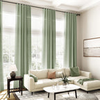 Extra Long Light Sage Linen Curtains 120 Inch for Living Room 2 Panels Set Rod Pocket Back Tab Soft Linen Window Drapes Semi Sheer Light Filtering Privacy High Ceiling Drapes for Farmhouse 52x120