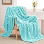 BEDELITE Fleece Blanket - 3D Jacquard Decorative Aqua Twin Blankets for Couch & Bed, Soft and Cozy Warm Plush Fluffy Blanket All Seasons Suitable, 60x80Inches
