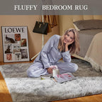 Ultra Soft Indoor Modern Area Rugs, 5x7 Tie-Dyed Light Grey Large Area Rugs for Living Room, Fluffy Shag Fuzzy Soft Carpet for Bedroom, Kids Home Decor Aesthetic, Nursery, Upgrade Anti-Skid