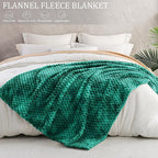 Exclusivo Mezcla Fleece Twin Blanket for Bed, Extra Large Fuzzy Tie-dye Teal Bed Blankets, Soft Cozy Plush Sofa Throws for All Seasons, 90x66 Inches