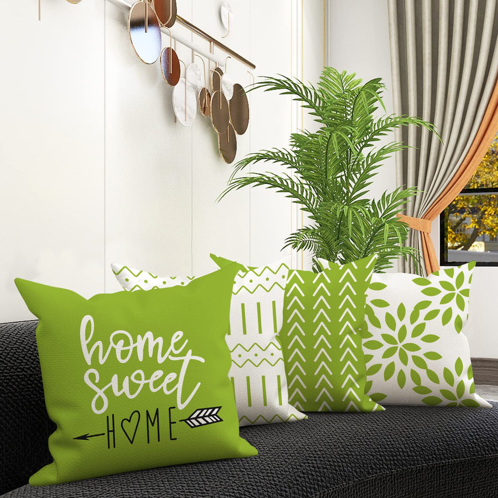 YCOLL Pillow Covers 20x20 Set of 4, Modern Sofa Throw Pillow Cover, Decorative Outdoor Linen Fabric Pillow Case for Couch Bed Car, Sage Green