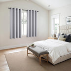 MIULEE Greyish White Blackout Curtains for Bedroom Living Room 63 Inches Long 2 Panels, Thermal Insulated Room Darkening Drapes Grommet Noise Reduction Light Blocking Window Treatments 50x63 Inch