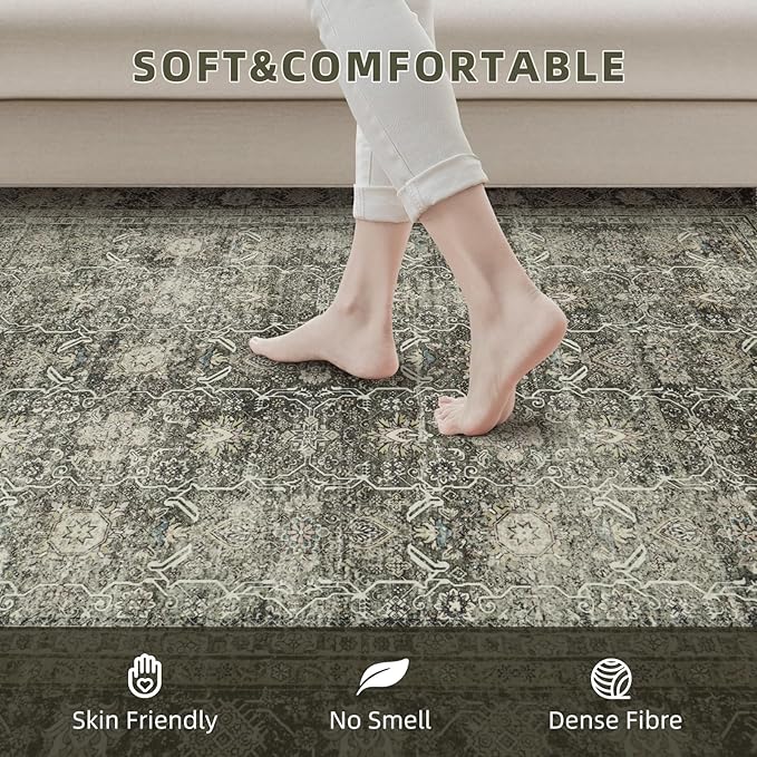 8x10 Retro Washable Area Rugs for Living Room,Bedroom,Dining Room,Nursery