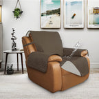 ISSUNTEX Double Protection 100% Waterproof Recliner Covers for Living Room, Reversible Furniture Protector Recliner Couch Sofa Slipcover for Dogs, Pets, Kids (Oversized Recliner, Camel/Ivory)