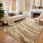 Area Rugs for Living Room, Tie-Dyed 6x9 Feet Soft Fluffy Shagg Plush Rug High Pile Large Indoor Modern Non-Slip Floor Carpet for Bedroom Nursery Kids Home Room Dorm Decor Aesthetic Khaki