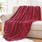Exclusivo Mezcla Fleece Deep Red Throw Blanket for Couch, Sofa, Super Soft and Warm Blankets, All Season, Cozy, Plush, Lightweight, 50x60 Inches