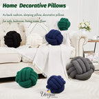 Uvvyui Knot Pillow Ball, Soft Home Decorative Pillows, Round Throw Pillow, Handmade Knotted Plush Pillow, Round Boucle Pillow Cushion (14 Inches Dark Green)