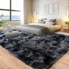 Pionblank 9x12 Area Rug, Large Area Rug for Living Room, Shag Rug for Bedroom, Soft Furry Non Slip Carpet for Kids Room Nursery Teens Dorm Home Decor, Dark Grey