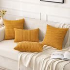 MIULEE Corduroy Decorative Throw Pillow Covers 16x16 Gold Yellow Pack of 2