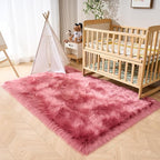 EasyJoy Ultra Soft Fluffy Shaggy Area Rug Faux Fur Rug Chair Cover Seat Pad Fuzzy Area Rug for Bedroom Floor Sofa Living Room (4 x 6 ft Rectangle, BlushPink)