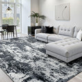 RELEANY Washable 8'x10' Abstract Area Rug for Living Room Black White