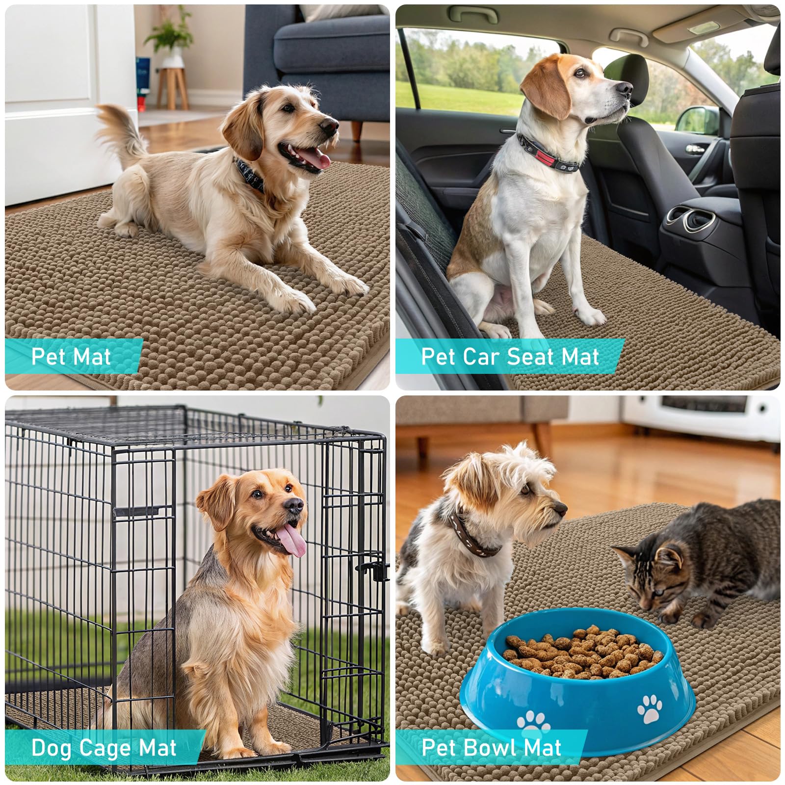 OLANLY Dog Door Mat for Muddy Paws 59x24, Super Absorbent Chenille Mud Mat