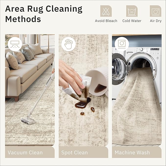 Soalmost Runner Rug 2x7 Washable Non-Slip Hallway Rugs for Kitchen Beige