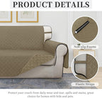 ISSUNTEX Double Protection 100% Waterproof Sofa Covers for Living Room, Couch Covers for 3 Cushion Couch Sofa, Reversible Furniture Protector Sofa Cover for Dogs, Pets, Kids (Sofa, Beige/Beige)