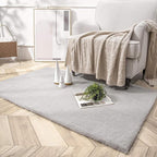 Ashler HOME DECO Ultra Soft Faux Rabbit Fur Chair Couch Cover Area Rug for Bedroom Floor Sofa Living Room Grey Rectangle 3 x 5 Feet