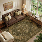 RELEANY Washable Area Rug, 5'x7', Brown/Dark Brown