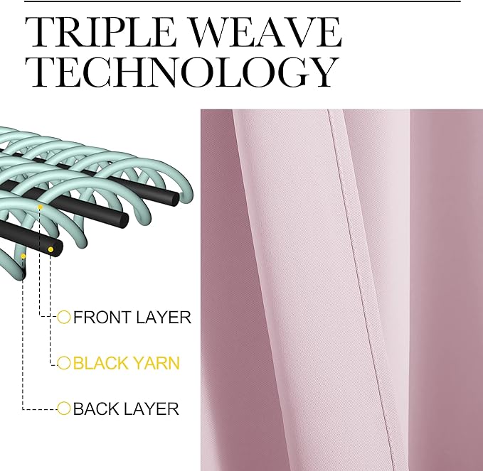 NICETOWN Blackout Curtains for Living Curtains, Room Darkening Draperies Window Curtain Panels, Thermal Insulated Room Darkening Curtains (Lavender Pink, 2 Panels, W34 x L72)