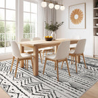 Nakagishi Black Rug Living Room Rugs: 10x14 Machine Washable Boho Large Neutral Modern Soft Moroccan Stain Resistant Indoor Floor Non Slip Accent Carpet for Bedroom Nursery Kids Playroom Office