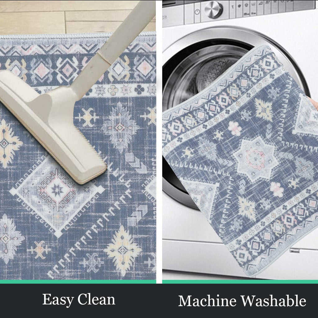 HEBE Boho Kitchen Rugs Set of 3, Non Slip Washable Kitchen Mats for Floor