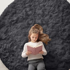 OLANLY Black Round Rugs for Bedroom - Machine Washable, 6 ft Circle Area Rugs for Living Room, Soft and Fluffy Shaggy Carpet for Teen Girls and Boys, Nursery Rooms, Dorms, Home Decor Aesthetic