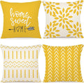 YCOLL Pillow Covers 18x18 Set of 4, Modern Sofa Throw Pillow Cover, Decorative Home Outdoor Linen Fabric Geometric Pillow Case for Couch Bed Car, Yellow