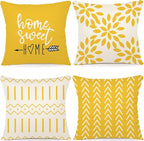 YCOLL Pillow Covers 20x20 Set of 4, Modern Sofa Throw Pillow Cover, Decorative Outdoor Linen Pillow Covers Set of 4 for Couch Sofa Bed and Car, Yellow