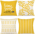 YCOLL Pillow Covers 22x22 Set of 4, Modern Sofa Throw Pillow Cover, Decorative Outdoor Linen Fabric Pillow Case for Couch Bed Car, Yellow