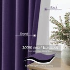 Guken New Purple 100% Blackout Linen Curtains 96 Inch Length 2 Panels Set for Living Room Bedroom Back Tab/Rod Pocket Thermal Insulated Farmhouse Black Out Drapes Room Darkening,52x96