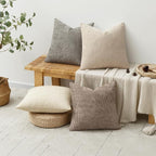 MIULEE Pack of 4 Couch Throw Pillow Covers 18x18 Inch Neutral Beige/Brown Soft Decorative Chenille Pillow Covers Farmhouse Accent Cushion Covers for Boho Spring Home Decor Sofa Bedroom Living Room