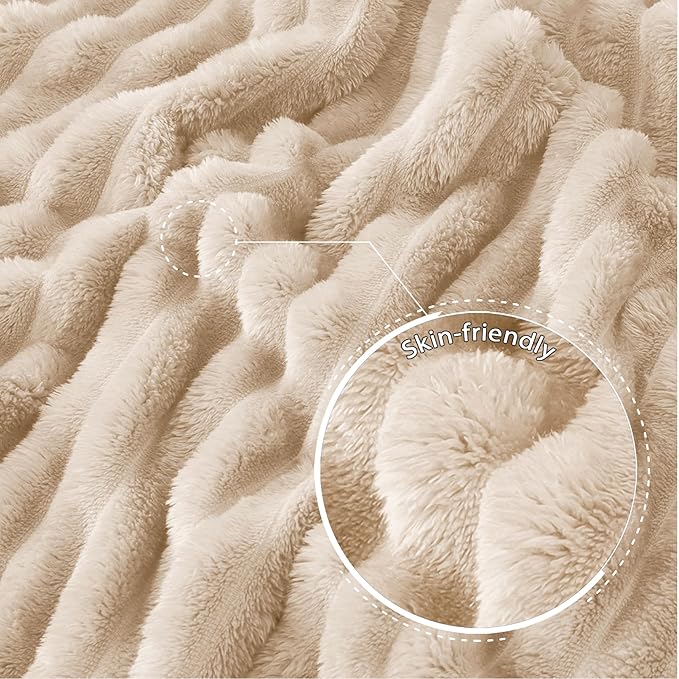 Exclusivo Mezcla Striped Fleece Throw Blanket for Couch, Sofa, Bed, 50"x60"
